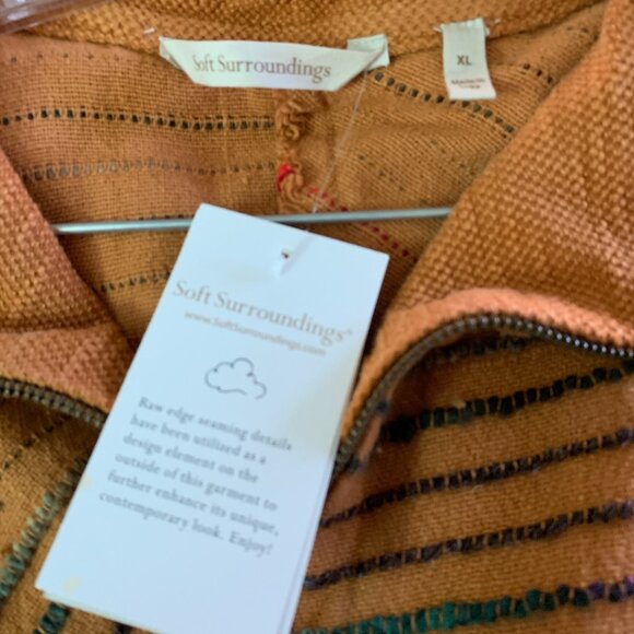 SOFT SURROUNDINGS Kinsale Boucle' Striped Zip Front Boho Jacket Top XL $189 - Picture 8 of 8